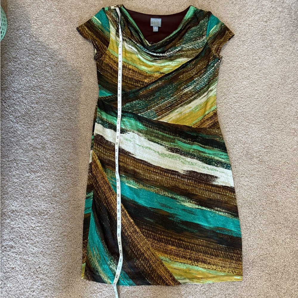 Rabbit Rabbit Rabbit Designs Abstract Cowl Neck Stretch Dress Size 12 - Picture 3 of 10
